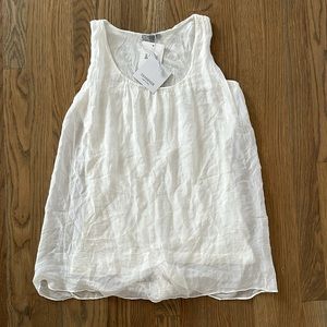Tendenze Silk Tunic Sheer Lined Top sz Small Womens 2 Layer Sleeveless Off White